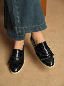 Rosivie Bow Suede Casual Shoes Women's Soft Sole Versatile Slip-On - Black - View 6