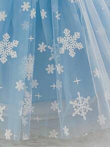 SHEIN Glamorique Kids 女婴公主裙，生日派对，婚礼庆典，舞会礼服，蓝色公主裙，雪花网纱，四季皆宜，更显可爱俏皮，中东、欧洲和美洲均有销售，带袖，舞会礼服，优雅派对礼服，蓝色女婴连衣裙，优雅婴儿圣诞连衣裙，冰雪奇缘连衣裙，女童公主裙，女婴公主裙，女童冬季连衣裙，女童冬季生日连衣裙 - 藍色 - 查看 6
