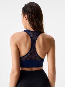 1 pieza Sujetador deportivo sin costuras con relleno y cierre delantero en azul para damas de EMUPER - Azul Marino - Ver 2