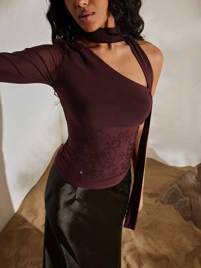 Opulessa Women's Solid Color Rhinestone Design Shoulder Long Sleeve Fitted Fashionable Blouse Suitable For Beach Vacation,Casual,Vacation,Vacation Outfits Women,Vacation,Summer Holiday Outfits ,Holiday Outfits For Women,Holiday,Vacation Outfits For Women,Vacation Dress,Elegant,Going Out,Party,Beach,Beach Shorts,Beach Outfits For Women,Beach Skirt,Beach Set,Beach Outfit,Beach Outfit For Women,Summer,Summer Clothes,Summer Holiday Outfits,Flower,Graphic