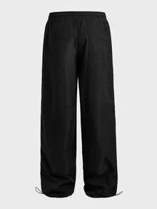 AXEPEAK Men's Casual Contrast Trim Drawstring Waist Pants - Black - View 10
