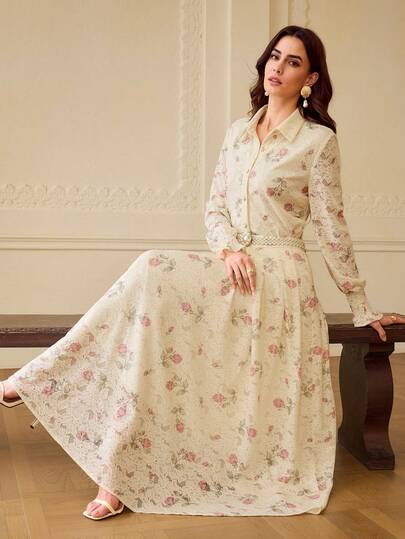 ZEYLAH 女士花卉印花优雅蕾丝裙