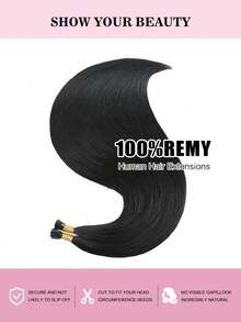 Ekstensi Rambut I-Tips 22 inci 50 helai Rambut Manusia Asli Mudah Ditata Ekstensi Rambut Manusia Hitam I-Tips Ekstensi I-Tips untuk Wanita - S1 - View 5