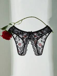 SpicyHot Women's Sexy Lace Patchwork Panties - Black - View 9