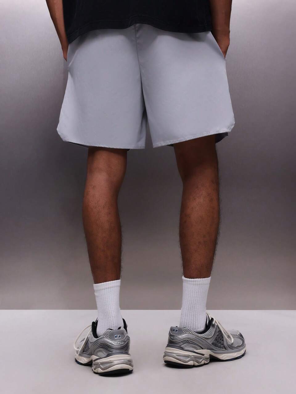 PLAYBOY X SUMWON Men's Pull On Nylon Shorts With Bunny Logo Drawstring Waistband Summer Casual Streetwear Relaxed Fit Mid Thigh Length Lightweight Essential