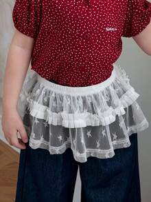Dazy Kids Young Girl Solid Color Mesh Ruffle Hem Layered Skirt Summer - White - View 8