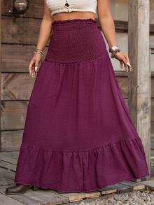 Nubod Đầm/chân váy quây xếp ly có thể biến đổi kiểu dáng dành cho nữ cỡ lớn, thời trang mùa xuân/hè đa năng. - Màu đỏ tím - Xem 3