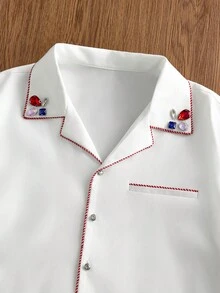 SWAVVY Men's Fashionable Short Sleeve Shirt, Spring/Summer - White - View 3