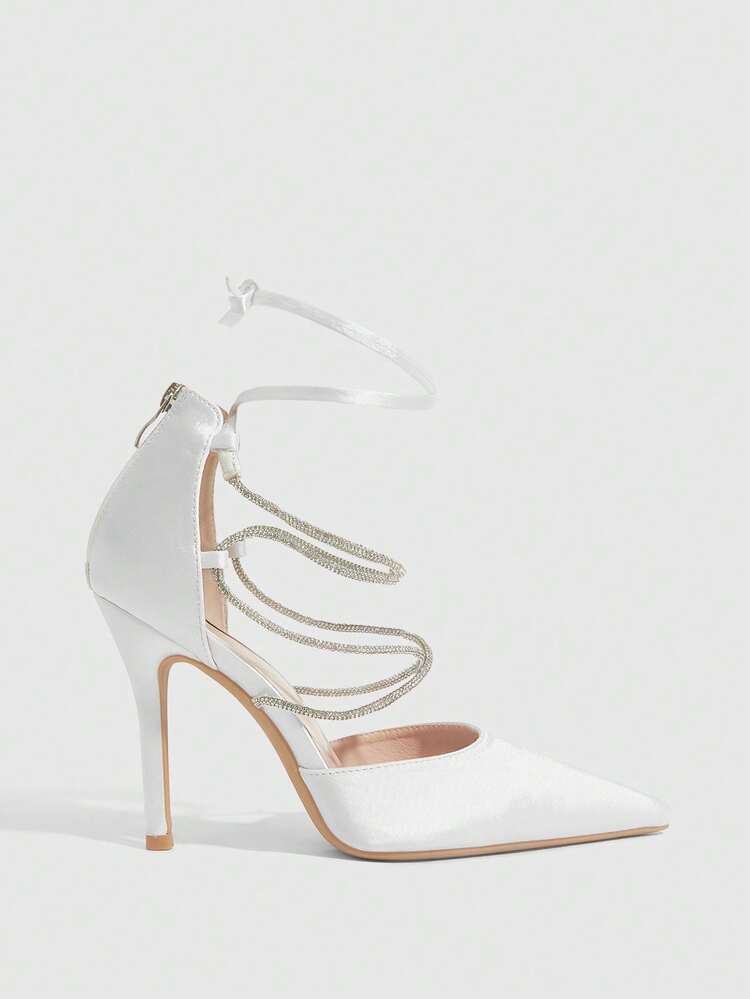 CUCCOO SZL Sexy Fashion Pointed Toe Metal Buckle Stiletto Heel Ankle Strap Sandals, Elegant Party Nightclub High Heels For Women
