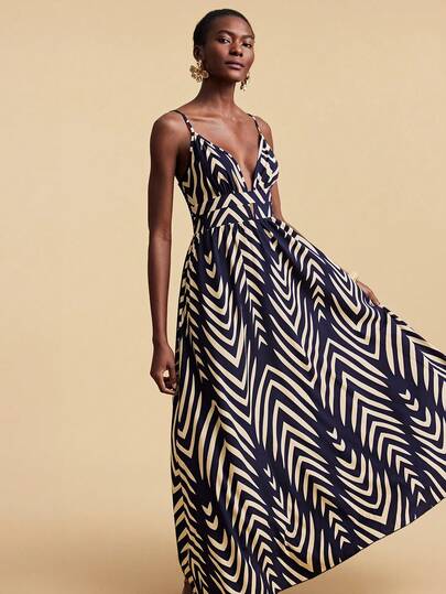 Travachic Women's Casual Vacation All-Over Print Spaghetti Strap Dress