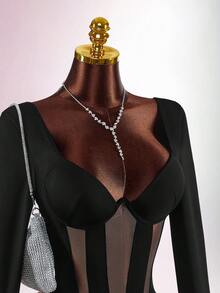 Amplova 2026 New Sheer Sexy Bodysuit - Black - View 1