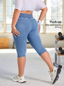 Flexra Quần jean lửng dáng ôm thể thao nhẹ, thoải mái dành cho nữ cỡ lớn. - Rửa trung bình - Xem 2