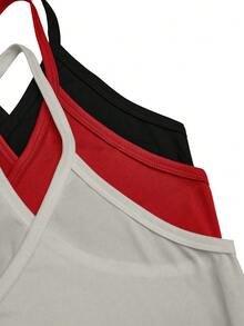EMERY ROSE Plus Size Multicolor Halter Neck Backless Plain Knitted Tank Top Casual Regular Length Top - Multicolor - View 7