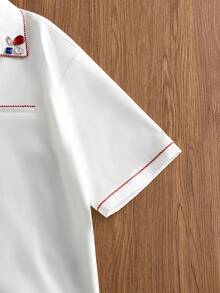 SWAVVY Men's Fashionable Short Sleeve Shirt, Spring/Summer - White - View 6