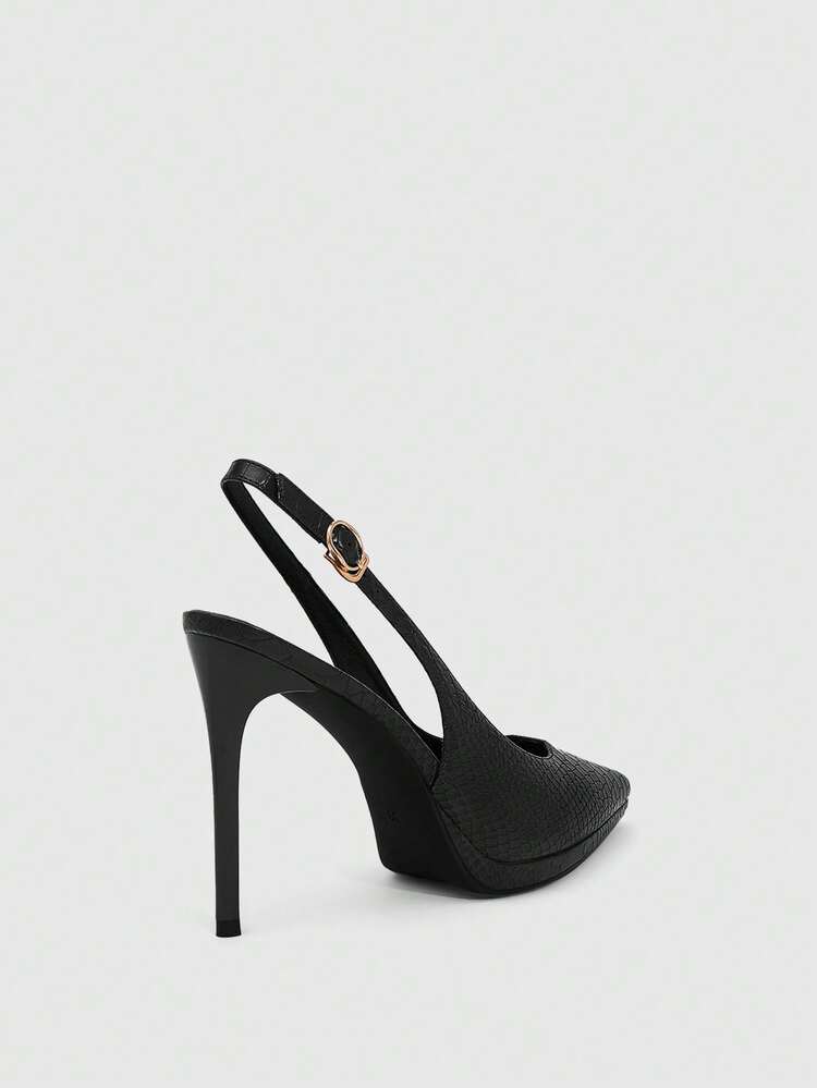 CUCCOO SZL Women's Pointed Toe Buckle Design Elegant Commuter Fashion High Heels