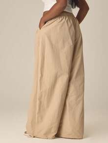 MUSERA Pantalones holgados tipo paracaídas de talla grande, estilo primaveral y veraniego, cómodos y acogedores, con estética de "Cottage Core", para vacaciones casuales - Camel - Ver 4