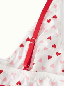 Women's White Heart Front Closure Comfortable Bra - White - View 5