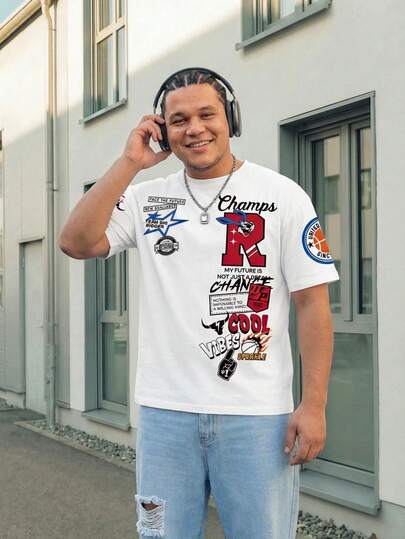 Manfinity EZcore 大码男士短袖圆领T恤，夏季时尚