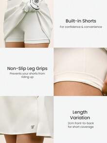 GLOWMODE 16英寸 Swing And Stride 丝滑吸汗速干 UPF 50+ 内置短裤储物口袋 高尔夫迷你裙 低冲击网球匹克球 日常休闲装 - 白色 - 查看 3