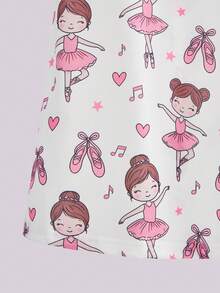 2 Stücke/Set Baby Mädchen Cartoon Ballett Muster Kurzarm Lang Pyjama Kleid Loungewear, Frühling und Sommer Rosa süßer Mädchenstil, niedlich und bequem 2026 neue Urlaubsatmosphäre, entspannt und komfortabel Mädchen Outfit Set Mädchen Baby Mädchen Bekleidung - Verschiedenfarbig - Übersicht 6