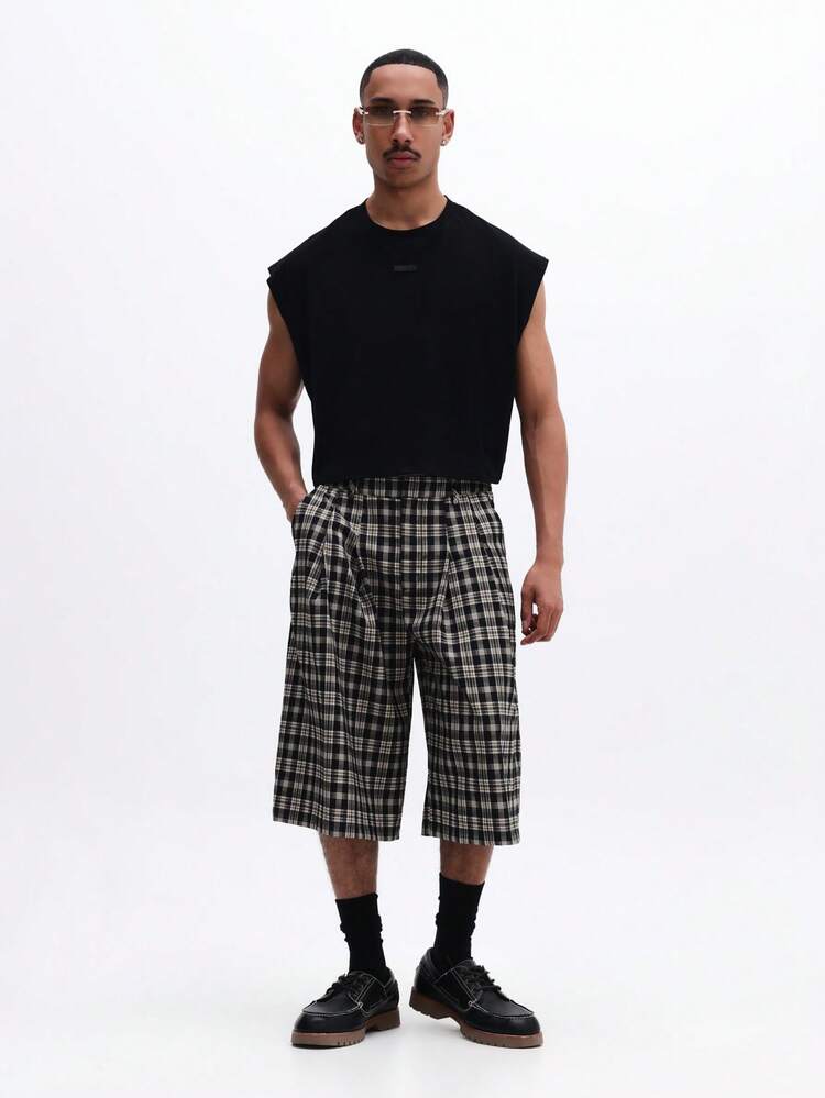 Męski bezrękawnik z okrągłym dekoltem, swobodny, letni, jednolity, regularny krój, podstawowy, codzienny krój