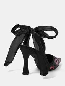 CUCCOO HITCHD Women Shoes Pointed Stilettos Wedding Banquet Party Elegance Wedding Shoes Summer Shoes Bride Shoes - Black - View 11