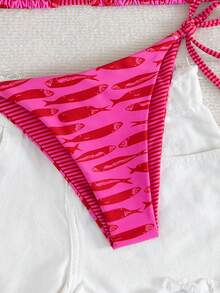 Swim Vcay 时尚甜美肩部系带蝴蝶结比基尼套装，无钢圈可拆卸胸垫性感女士两件式泳衣，适合海滩和机场穿着 - 粉色 - 查看 6