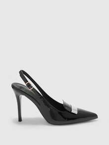 CUCCOO BIZCHIC Pointed Toe Versatile Backless Slip-On Women's Shoes - Black - View 2