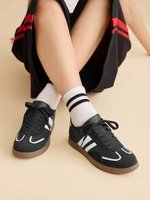 CUCCOO EASI 2026 Nuevos zapatos deportivos casuales versátiles de primavera para mujer, zapatillas deportivas de suela plana - Pu negro - Ver 7