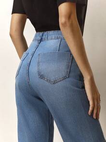 Daynim Quần jeans cạp cao dáng mom - Rửa trung bình - Xem 3