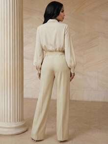 Playroots Bộ 2 món đồ nữ thanh lịch in họa tiết, thích hợp cho công sở. - trắng - Xem 7