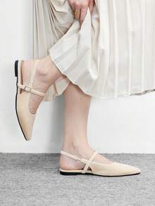 CUCCOO BIZCHIC Women's Beige Suede Minimalist Basic Commuter Pointed Toe Shoes Spring Shoes - Beige - View 5