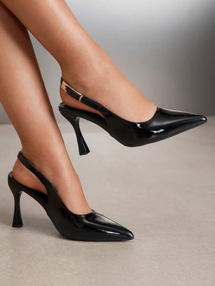 CUCCOO SZL Women's Pointed Toe Buckle Design Fashion High Heel Sandals For Daily Wear Spring Shoes