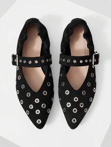 Mnmlis Women's Pointed Toe Slip-On Casual Loafers - Graphite Black - View 2