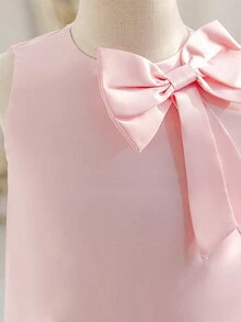 SHEIN Glamorique Kids 小女孩花童伴娘礼服，婚礼，花童，生日拍照服装，适合正式场合，钢琴演奏，浅粉色连衣裙，小女孩连衣裙，女孩生日粉色连衣裙，小女孩腮红粉色连衣裙，优雅粉色连衣裙，5岁 - 粉色 - 查看 5