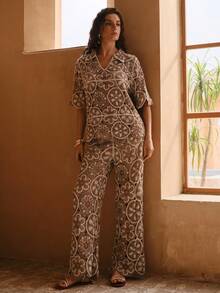 Swim Chiccia Women's Elegant New Hollow-Out Regular Beach Pants, Summer Vacation - Brown - View 6