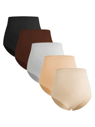 5pcs/Pack Plus Size Seamless High Waist Maternity Underwear, High Elasticity, Elegant, Soft, Non-Restrictive, Simple & Comfortable Everyday Wear