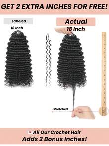 Deep Wave Crochet Human Hair Extension Lightweight Knotless Boho Braids Feather Crochet Hair In 100% Remy Human Hair Pre Separated Invisible Knot With String Micro Pre Looped Crochet Human Hair Deep Wave Extensions - Natural Black - View 9