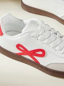 CUCCOO EASI Women's Fashionable Versatile Casual Flat Shoes - White and Red 2 - View 4