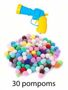 KATT Pom-Poms Launcher-leksaker, slumpmässiga färgade kattpompoms med självhäftande leksaker. Produktbilden visar en användningsmetod. Förbrukningsartiklar: Interaktiva pompoms för husdjur, leksakspistol, 1 st. - Multifärgad - Visa 18