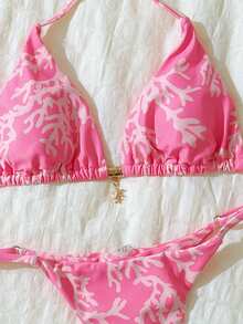 Swim Mod Bộ bikini gợi cảm cổ yếm in họa tiết ngẫu nhiên dành cho nữ, trang phục đi biển mùa hè. - Nhiều màu - Xem 7