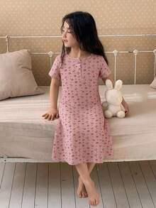 Dazy Kids 女童圆领短袖睡衣家居服夏季 - 粉色 - 查看 2