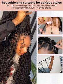 Deep Wave Crochet Human Hair Extension Lightweight Knotless Boho Braids Feather Crochet Hair In 100% Remy Human Hair Pre Separated Invisible Knot With String Micro Pre Looped Crochet Human Hair Deep Wave Extensions - Natural Black - View 11