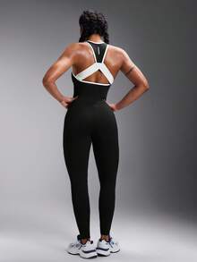 Powerista 女士撞色边饰日常健身运动连体裤 - 黑色 - 查看 8