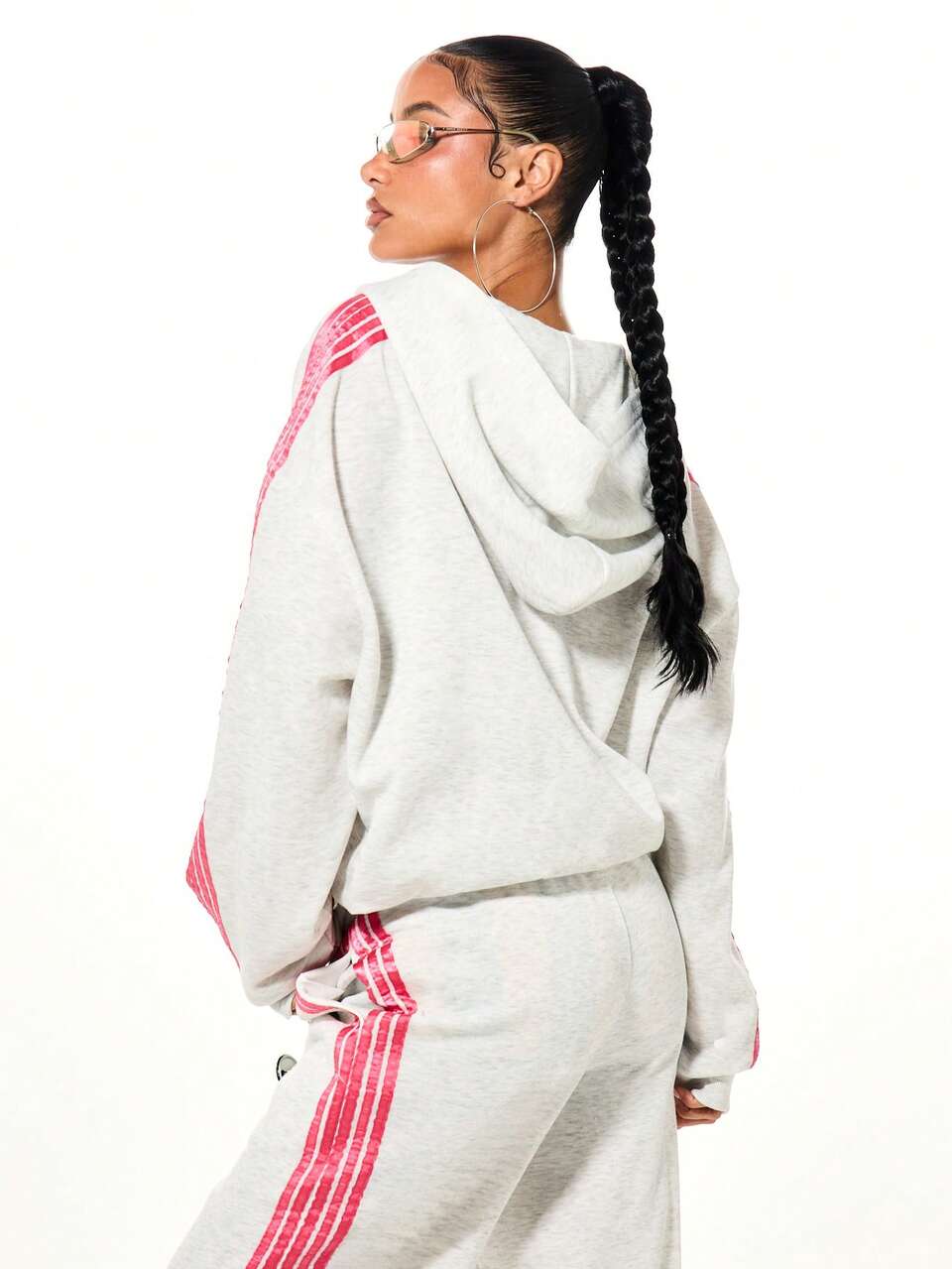 SUMWON WOMEN Pin Badge Detail Zip Through Hoodie With Contrast Stripes