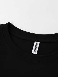 Conjuntode 2 piezas playera estampada de moño lazo y pantalón recto  Lazo París - Negro - Ver 4