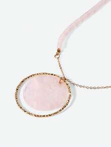Opalesca 1 Stück sexy rosa Kristall Creolen Anhänger Halskette (natürlicher Steinmuster Zufallsmuster), Outfits, Altes Geld, Perlen, Hochzeit/Braut Accessoires, Fairycore/Fairy, Perle, Blume, Herbst/Winter, für Mutter/Frauen/Mädchen, elegant, Premium - Pink - Übersicht 4