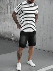 Manfinity CasualCool 男士条纹圆领休闲百搭日常短袖T恤 - 彩色 - 查看 5