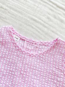 Vintaside Kids Bộ 2 món cho bé gái, áo không tay và quần dễ thương có nơ, kiểu dáng thường ngày. - Hồng - Xem 8