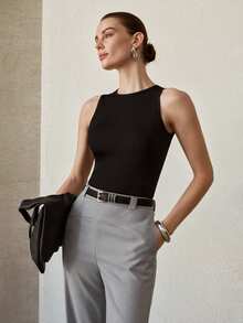 MOTF PREMIUM ROUND NECK SLIM FIT TANK TOP - Black - View 5